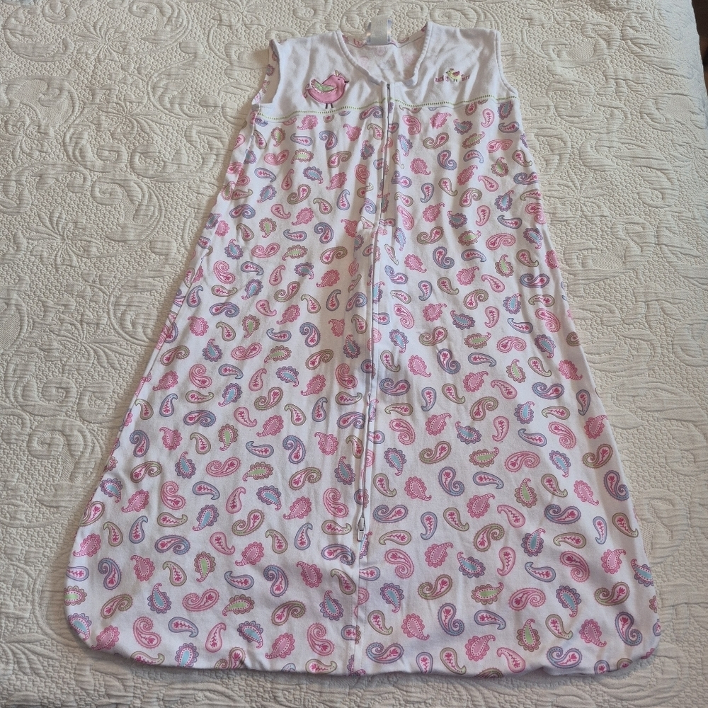Halo SleepSack girls X Large 18-24 months white with pink paisley design VGUC